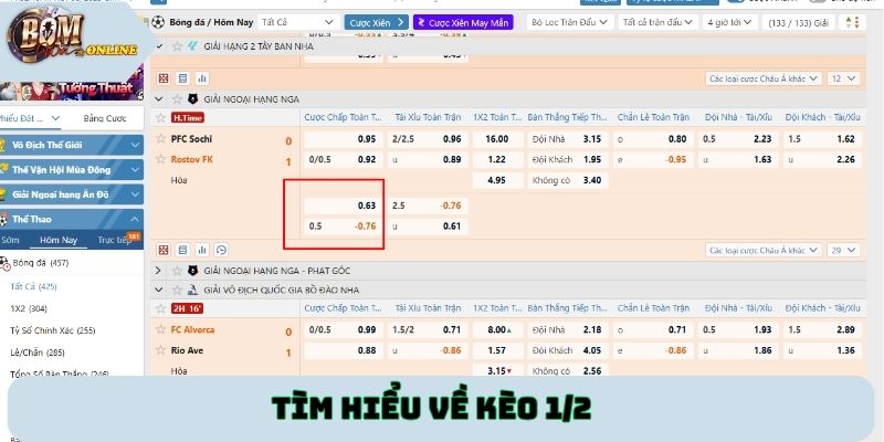 Tìm hiểu về kèo 1/2