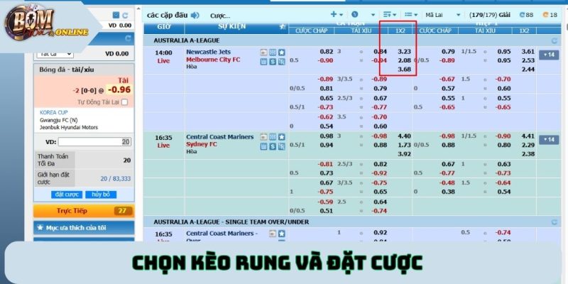 Chọn kèo rung và đặt cược