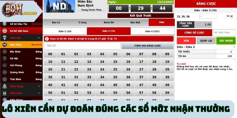 Lô xiên cần dự đoán đúng các số mới nhận thưởng